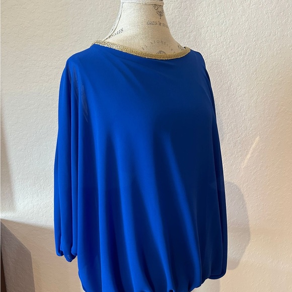 Royal blue with gold detail blouse - Picture 3 of 3